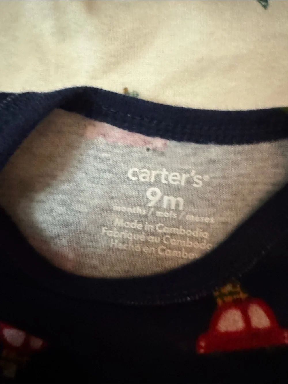 Carter's Navy Onesie with Red Car Print